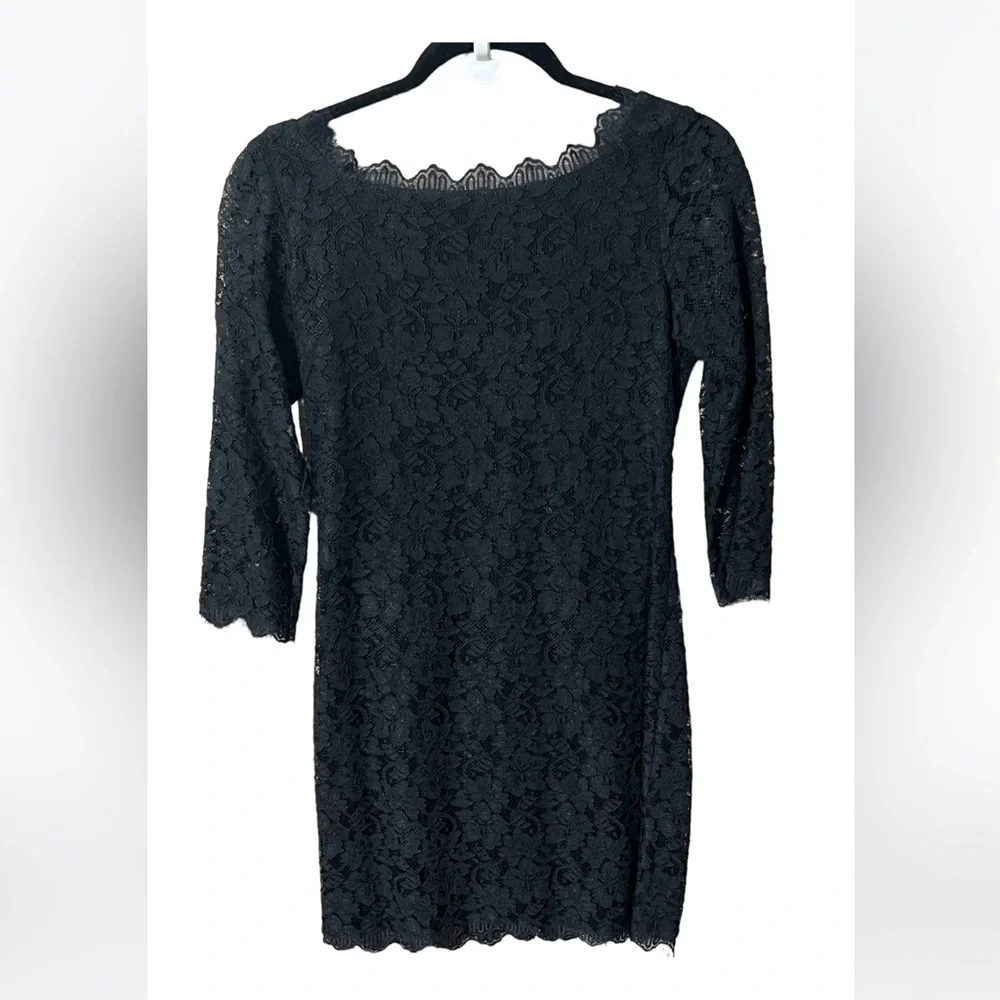 Diane von Furstenberg Lace Sheath Mini Dress Size 6 Black - Picture 1 of 9